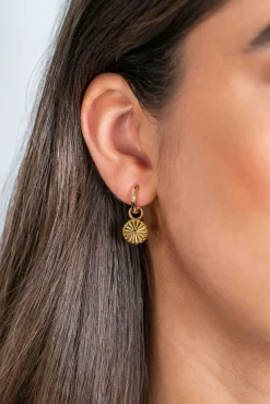 Hot Zinzi gold plated zilveren oorbedels zon met zonnestralen 10mm ZICH2296 (zonder oorringen)