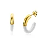 Online Zinzi gold plated zilveren trendy oorsieraden 16mm half emaille wit ZIO2315W