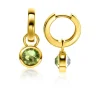 Hot Zinzi gold plated zilveren oorbedels dubbelzijdig groen wit Swarovski crystals 9mm ZICH1006G (zonder oorringen)