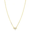 Online Zinzi gold plated zilveren ketting 42–45cm met sierlijke strik, bezet met witte zirkonia ZIC2724Y