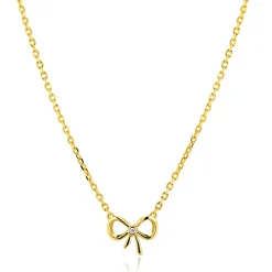 Online Zinzi gold plated zilveren ketting 42–45cm met sierlijke strik, bezet met witte zirkonia ZIC2724Y