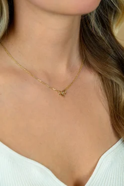 Online Zinzi gold plated zilveren ketting 42–45cm met sierlijke strik, bezet met witte zirkonia ZIC2724Y
