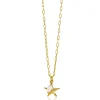 New Zinzi gold plated zilveren ketting met paperclip-schakels en grote zeester hanger met ovale witte zoetwaterparel 40-45cm ZIC2641