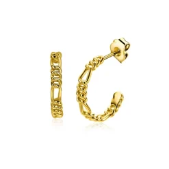 Sale Zinzi gold plated zilveren oorsieraden met figaro schakels 17x3mm ZIO2291G