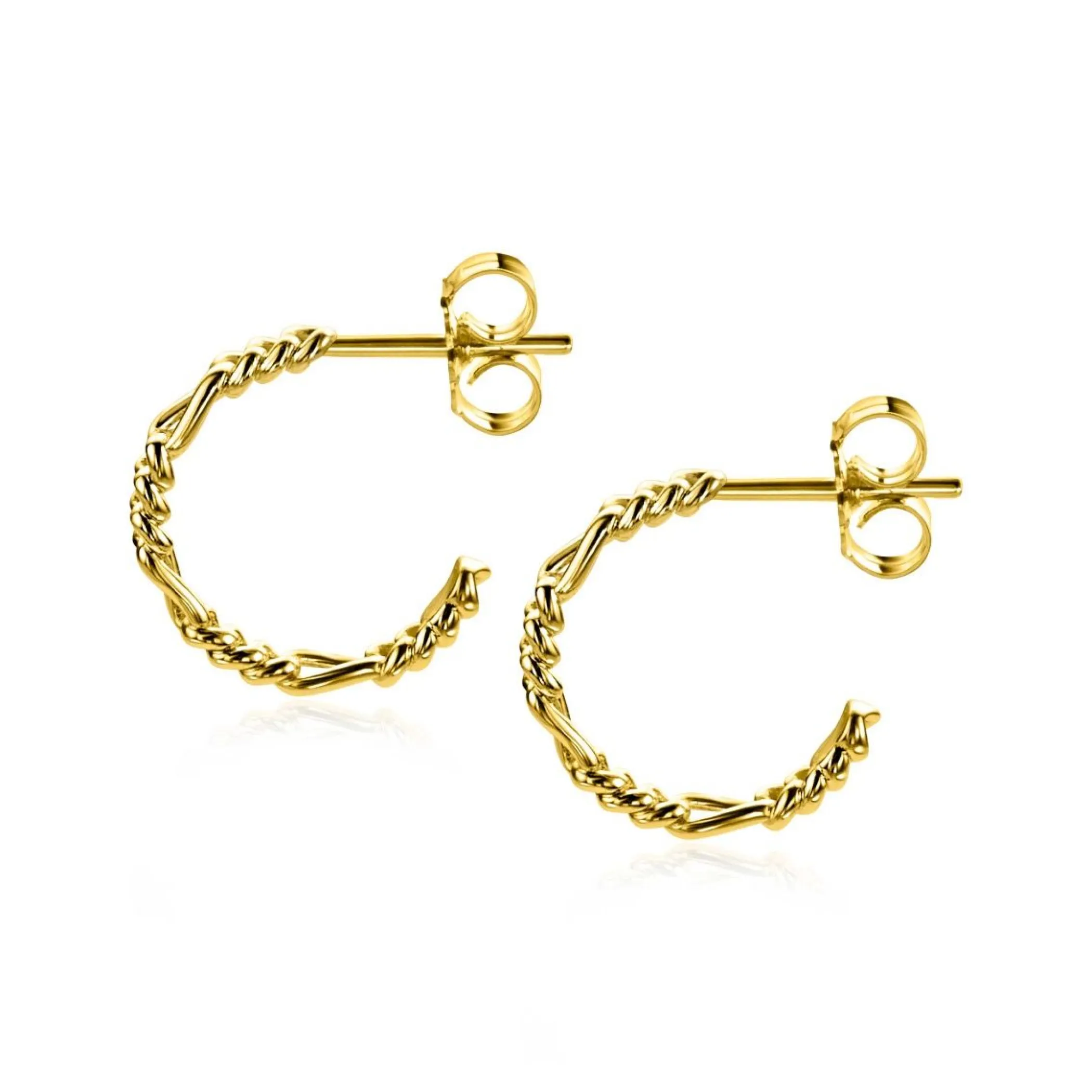 Sale Zinzi gold plated zilveren oorsieraden met figaro schakels 17x3mm ZIO2291G
