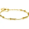 Zinzi gold plated zilveren schakel armband met vijf gladde bamboe vormen 17-20cm ZIA2577G