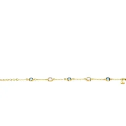 Online Zinzi gold plated zilveren armband met ronde en vierkante zettingen jeansblauw en witgrijs 17-20cm ZIA2526G