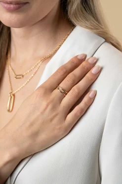 New Zinzi gold plated zilveren ring met grote ovale schakels 6mm breed ZIR2567G