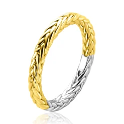 Sale Zinzi gold plated zilveren ring met sierlijk gevlochten touweffect 2,6mm breed ZIR2553G