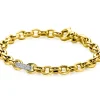 Outlet Zinzi gold plated zilveren schakel armband met een ronde schakel bezet met witte zirkonia's 6mm breed 19cm ZIA2664