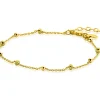 Best Zinzi gold plated zilveren fantasie armband met 5 geelgroene donuts en glanzende bolletjes 17-19,5cm ZIA2508
