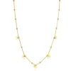 Best Zinzi gold plated zilveren ankerketting met kleine bolletjes en vijf gladde hartjes 42-45cm ZIC2531G