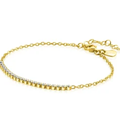 Clearance Zinzi gold plated zilveren armband, in het midden bezet met 21 witte zirconia's 16-19cm ZIA2370Y