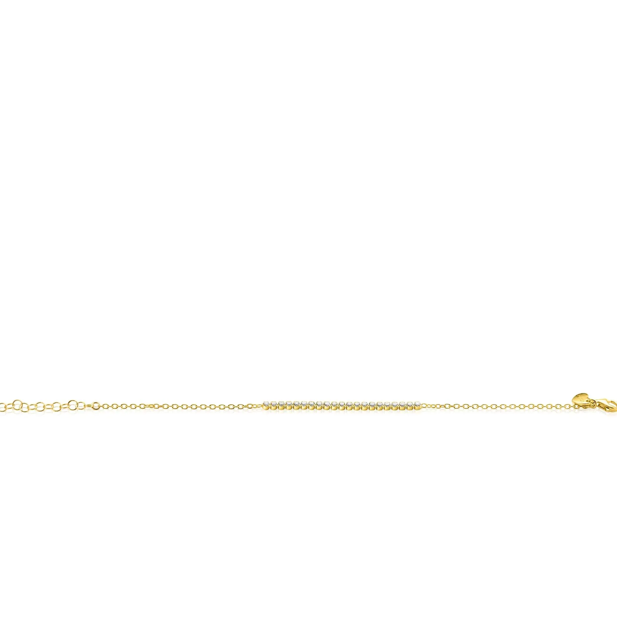 Clearance Zinzi gold plated zilveren armband, in het midden bezet met 21 witte zirconia's 16-19cm ZIA2370Y