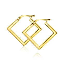 Sale Zinzi gold plated zilveren oorringen 20mm met vierkante vorm buisdikte 2mm ZIO2336G