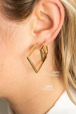 Sale Zinzi gold plated zilveren oorringen 20mm met vierkante vorm buisdikte 2mm ZIO2336G