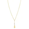 Hot Zinzi gold plated zilveren paperclip Y-collier met witte zoetwaterparel en slang ZIC2761