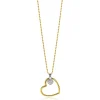 Outlet Zinzi gold plated zilveren bolletjes ketting met grote open hart hanger 20mm en bungelend luxe hartje 45-48cm ZIC2621