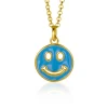 Zinzi gold plated zilveren hanger smiley rond 15mm met blauw emaille ZIH2312B (zonder collier)