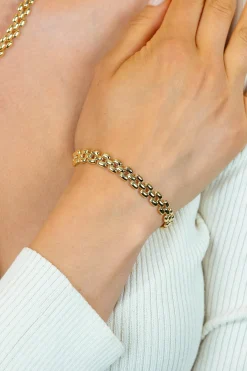 Best Zinzi gold plated zilveren brede rolex-style schakel-armband 8mm breed 19cm ZIA2764G