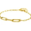 Clearance Zinzi gold plated zilveren schakelarmband met 3 grote ovale schakels 16,5-19,5cm ZIA2522