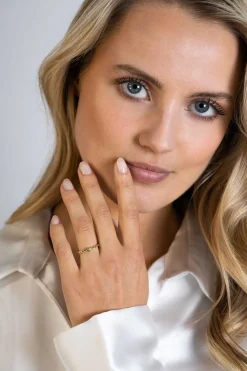 Discount Zinzi gold plated zilveren aanschuifring gourmet schakel met ronde witte zirconia ZIR2376