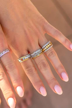 Discount Zinzi gold plated zilveren aanschuifring gourmet schakel met ronde witte zirconia ZIR2376
