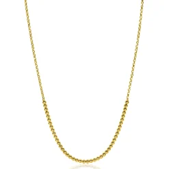 Zinzi gold plated zilveren jasseron ketting met bolletjes schakels (2,5mm breed) in het midden 40-45cm ZIC2640G