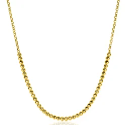 Zinzi gold plated zilveren jasseron ketting met bolletjes schakels (2,5mm breed) in het midden 40-45cm ZIC2640G