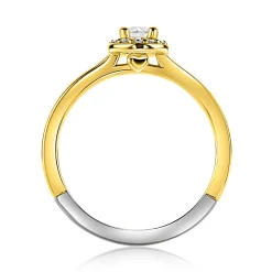 Clearance Zinzi gold plated zilveren entourage verlovingsring bezet met witte zirkonia's en klein hartje aan de zijkant ZIR2697Y