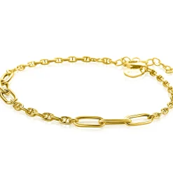 Sale Zinzi gold plated zilveren marine schakel armband met zes grotere ovale schakels 4,5mm breed 18-20cm ZIA2413G