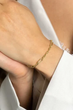 Sale Zinzi gold plated zilveren marine schakel armband met zes grotere ovale schakels 4,5mm breed 18-20cm ZIA2413G