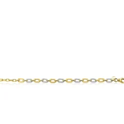 Online Zinzi gold plated zilveren schakelarmband met bicolor rechthoekige schakels (6,5mm breed) ZIA2757