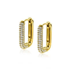 Online Zinzi gold plated zilveren luxe oorringen 18x3mm rechthoekig met witte zirconia's ZIO2222Y