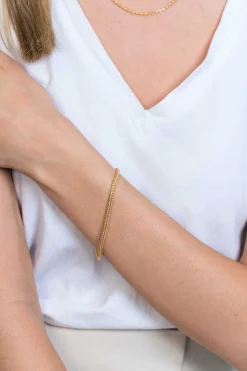 Discount Zinzi gold plated zilveren schakelarmband vossenstaart 3.0mm breed ZIA1124G