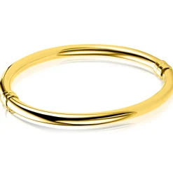 Zinzi gold plated zilveren bangle armband glad 5mm ronde buis en luxe scharniersluiting ZIA2754G