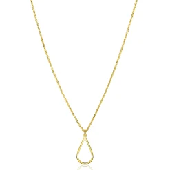 Clearance Zinzi gold plated zilveren jasseron ketting met open druppelvormige hanger (10mm) 42-45cm ZIC2635