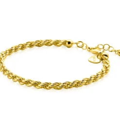 Clearance Zinzi gold plated zilveren koord armband 4mm breed ZIA2343G