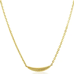 Sale Zinzi gold plated zilveren schakelkettinkje met grote veer. De veer staat symbool voor je vleugels uitslaan en vrijheid. 40-45cm ZIC2644G
