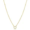 Best Zinzi gold plated zilveren ketting met open rondje (7,5mm) bezet met witte zirconia's 40-45cm ZIC2550Y