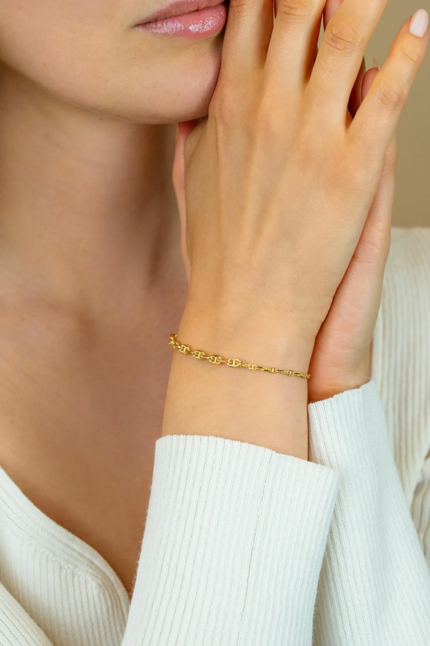 Best Zinzi gold plated zilveren armband met aflopende marine-schakels (3,8mm breed) 17–20cm ZIA2762G
