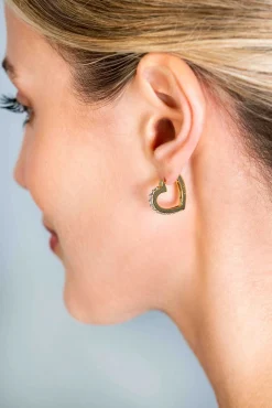 Zinzi gold plated zilveren oorringen 17mm hartvorm met witte zirconia's ZIO2195Y