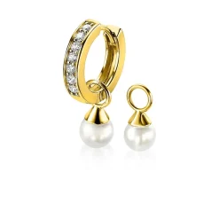 Sale Zinzi gold plated zilveren oorbedels parels wit 6mm ZICH1749WG (zonder oorringen)
