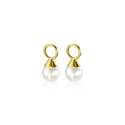 Sale Zinzi gold plated zilveren oorbedels parels wit 6mm ZICH1749WG (zonder oorringen)