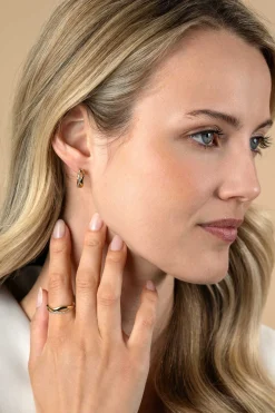 Clearance Zinzi gold plated zilveren multilook ring (6mm breed) organisch gevormd met twee golvende banen, waarvan één bezet met witte zirconia's ZIR2629Y