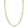 New Zinzi gold plated zilveren schakelketting 42-45cm met bicolor rechthoekige schakels (6,5mm breed) ZIC2757