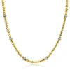 Hot Zinzi gold plated zilveren vierkante schakel ketting 6mm breed afwisselend bezet met witte zirkonia's 45cm ZIC2678Y