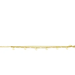 Online Zinzi gold plated zilveren multi-look armband met gourmet en figaro schakels met 5 ronde plaatjes ZIA2368