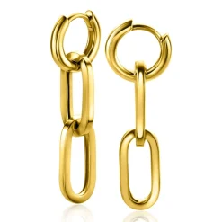 Sale Zinzi gold plated zilveren oorbedels twee lange paperclip schakels 37mm ZICH2352G (zonder oorringen)