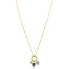 Hot Zinzi gold plated zilveren ketting met ronde sluitring en drie luxe bedels 42-45cm ZIC2737